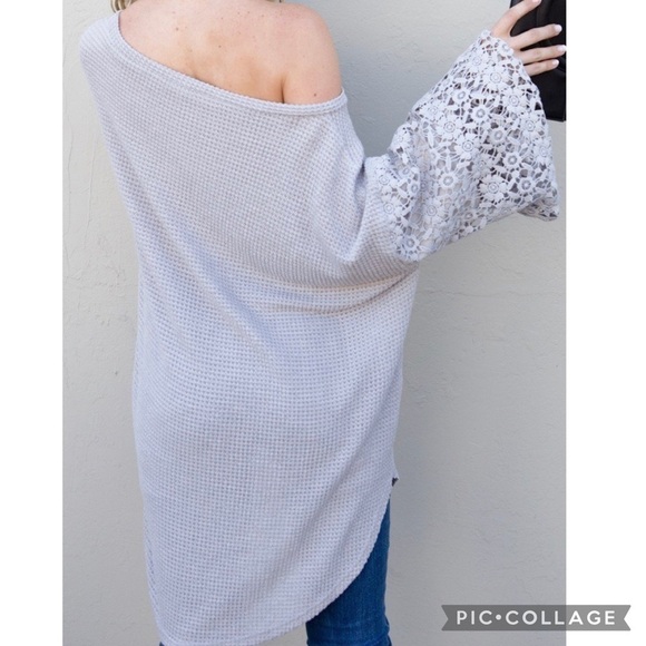 Diva Plus Heather Gray Textured Top - Picture 4 of 5